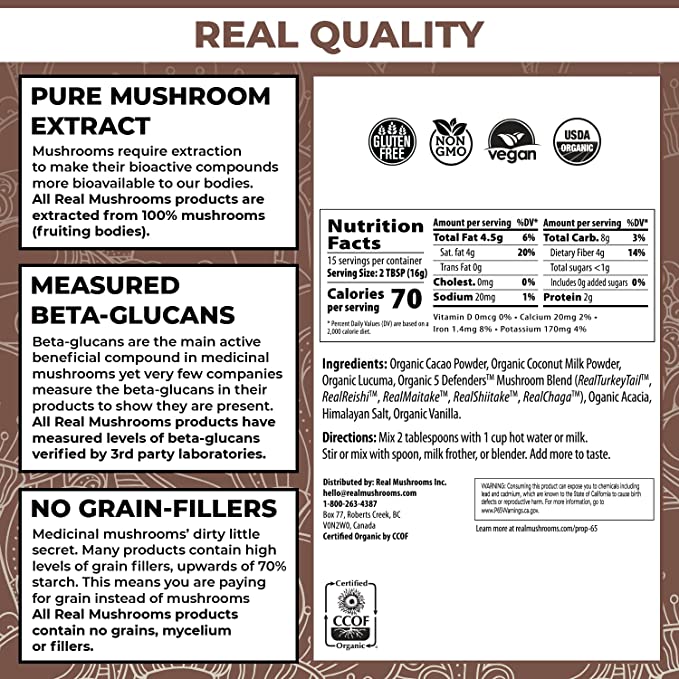 Unsweetened Mushroom Hot Chocolate Mix