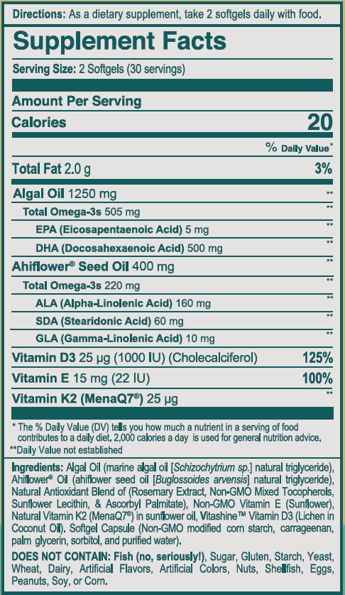 Catchfree Omega: Full Spectrum, Algae-Based Omega-3 alt-2