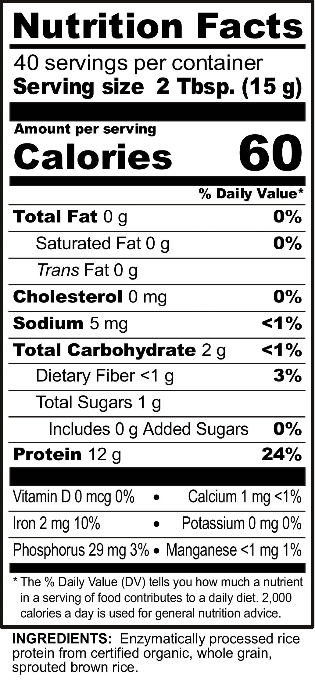 Sprouted Brown Rice Protein Powder, Organic, Raw