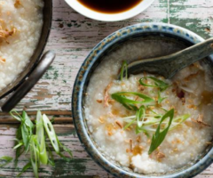 Congee with Nori Crumbles & Flax