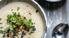 Silky Cauliflower Soup with Hot Pepper-Herb Oil Drizzle