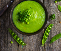 Spring Asparagus, Leek + Pea Soup