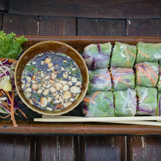 PRETTY-ON-THE-INSIDE PEA SHOOT AND MINT-BASIL SUMMER ROLLS