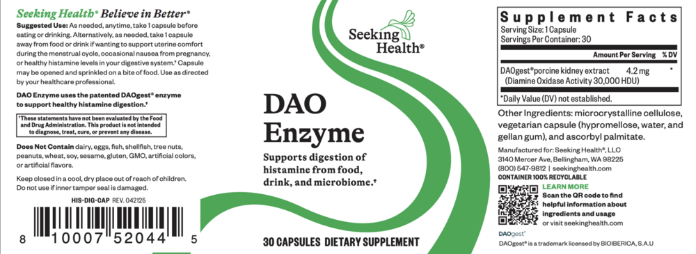 DAO Enzyme (formerly known as Histamine Block & Histamine Digest)