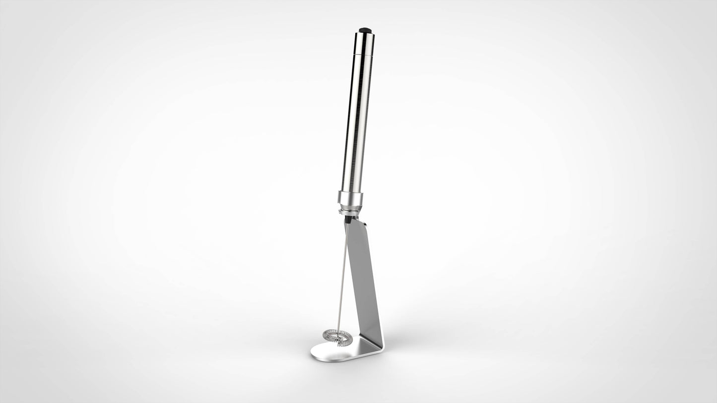 Kaffe Handheld Milk Frother with Stand: Stainless Steel