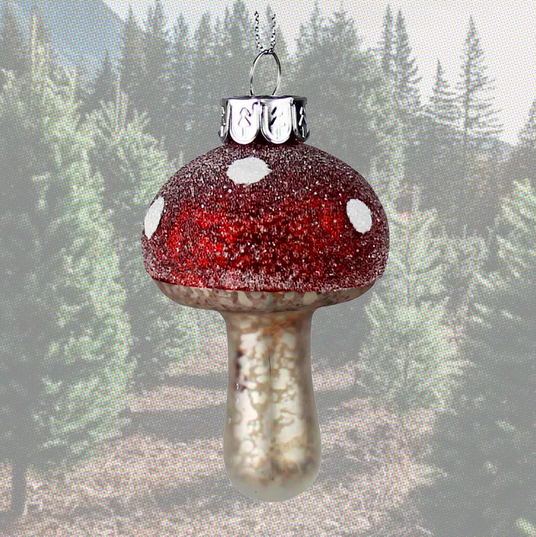 Small Glass Mushroom Ornament