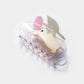 Cream Bunny Rabbit with Pink Peony Flower Acetate Hair Claw