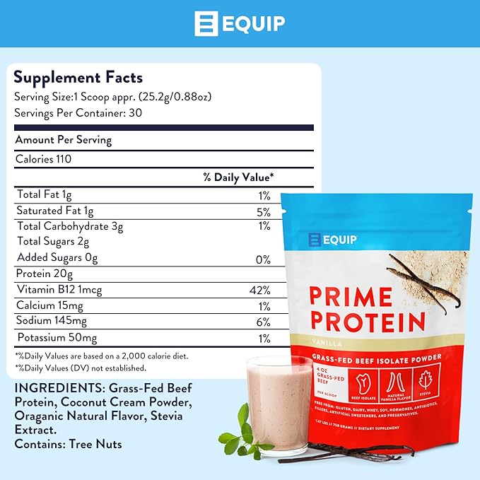 Prime Protein Vanilla : Grass Fed Beef Isolate