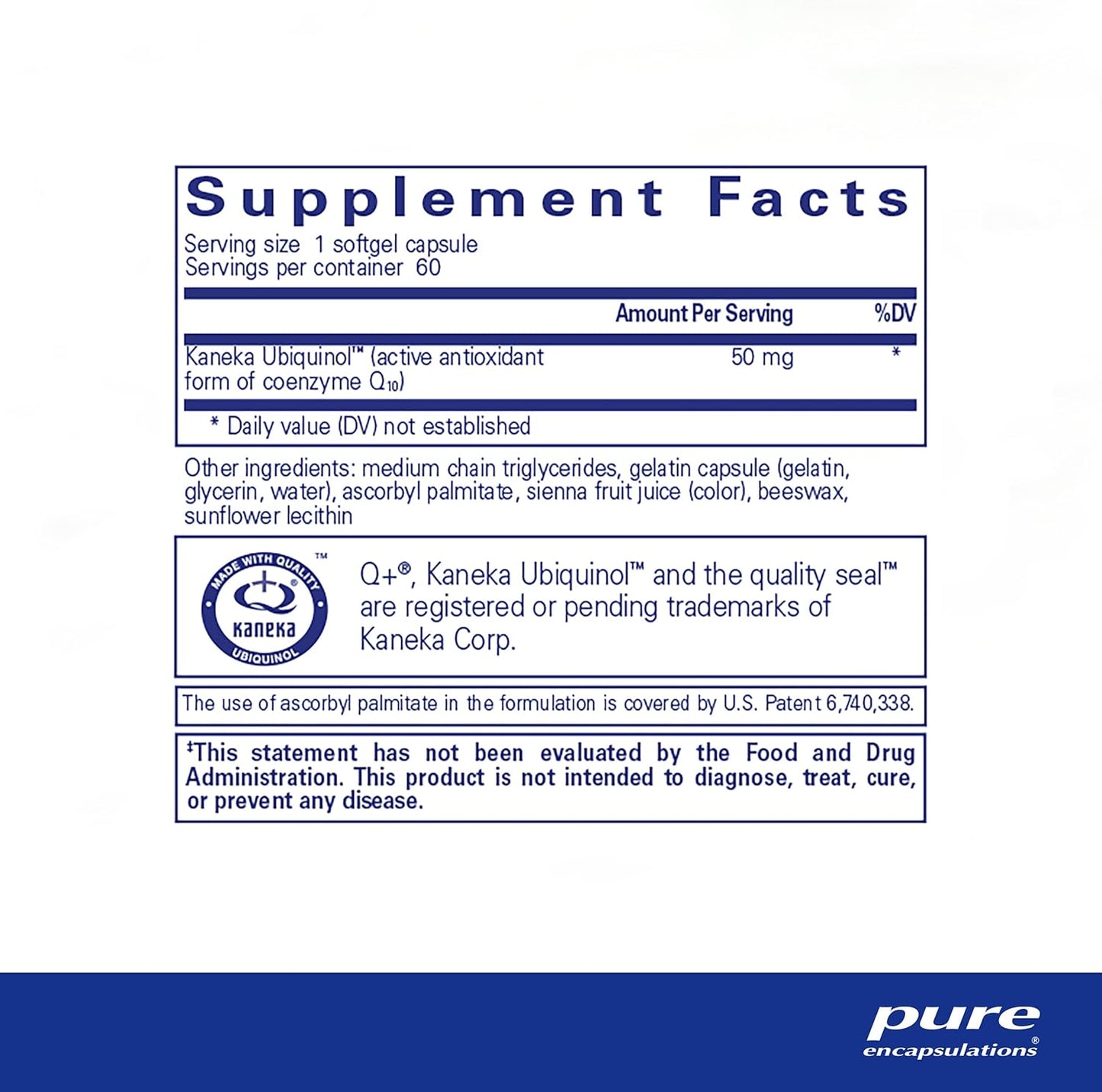 Pure Encapsulations Ubiquinol QH (UBQH) 50mg 60 gelcaps