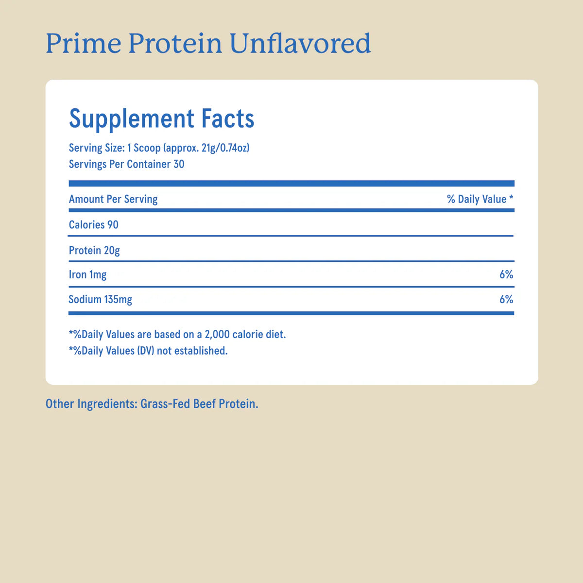 Prime Protein Unflavored : Grass Fed Beef Isolate
