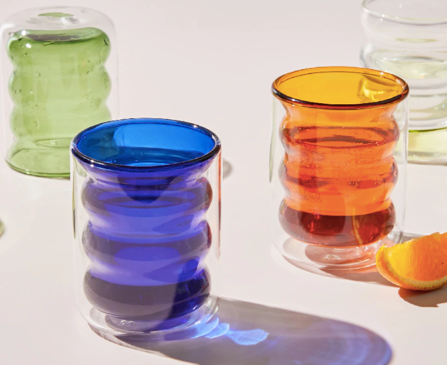 Colored Double Layer Glass Cup: Amber