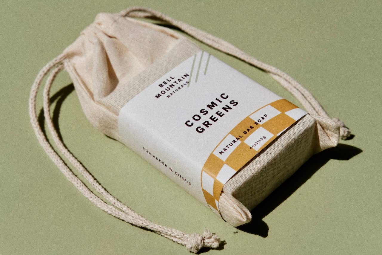 COSMIC GREENS bar soap. Earth friendly, palm free, vegan.