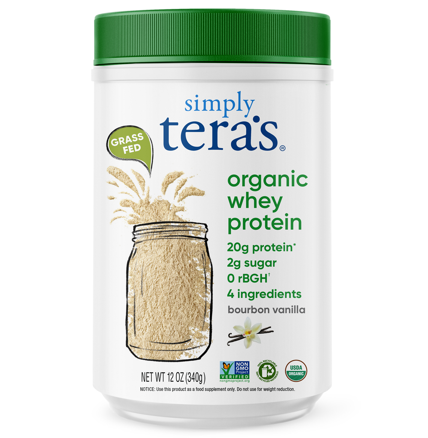 Organic Whey Protein: Plain Unsweetened / 12oz