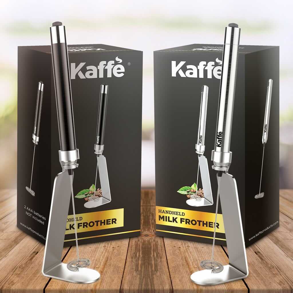 Kaffe Handheld Milk Frother with Stand: Stainless Steel