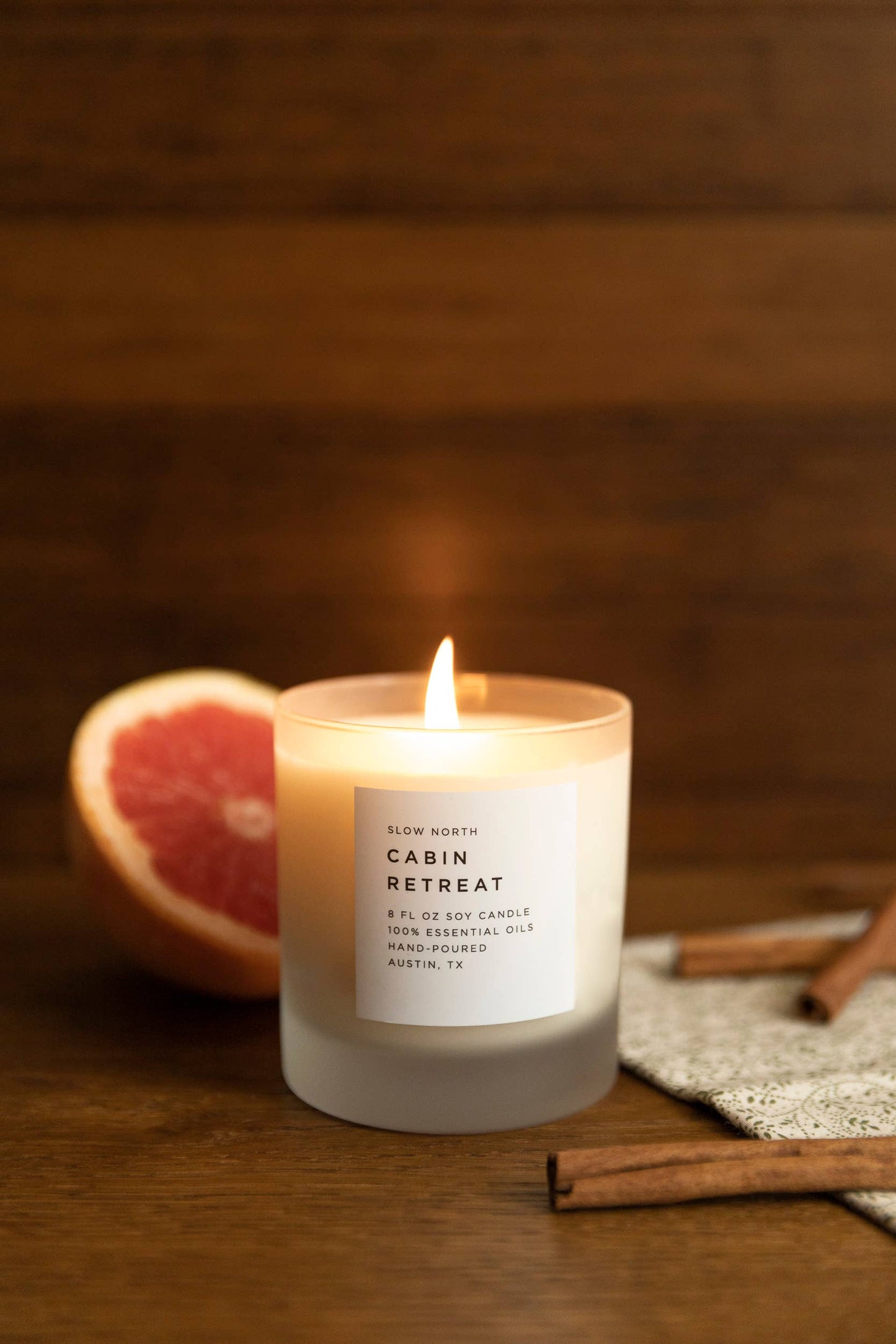 Cabin Retreat Frosted Candle (Seasonal)