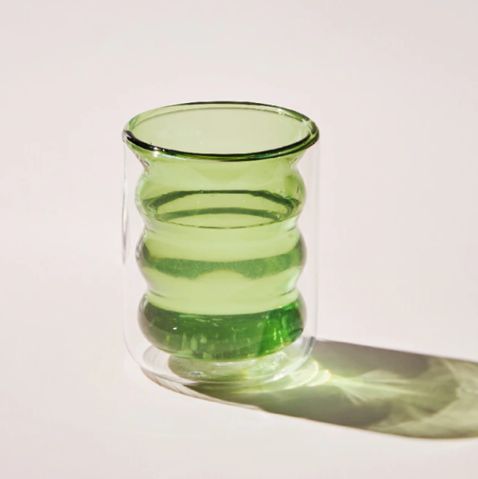 Colored Double Layer Glass Cup: Green