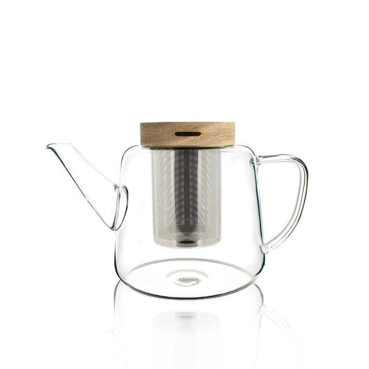 GUSTAVE TEAPOT IN BOROSILICATE GLASS AND WOODEN LID 1L00