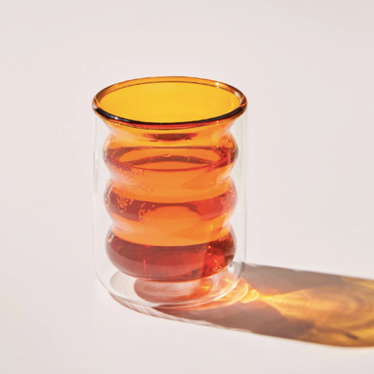 Colored Double Layer Glass Cup: Amber